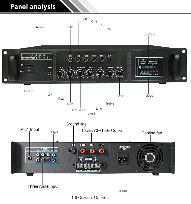 180W Public broadcast amplifier audio with/MP3/USB