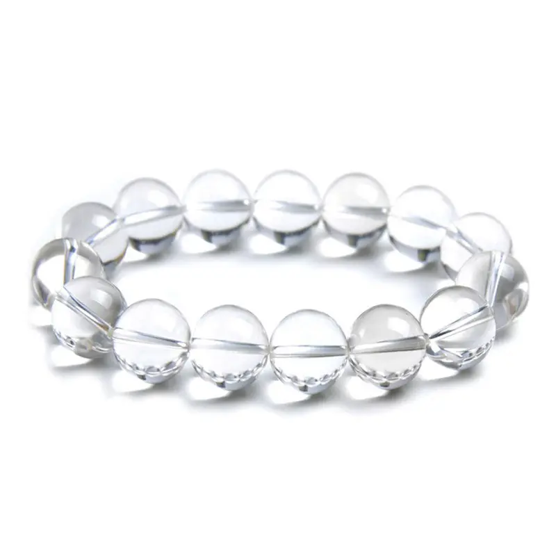 Hoge Kwaliteit Natuurlijke Witte Kristal 8Mm Armband Kristal Enkele Cirkel Hand String Clear Quartz Charm Armbanden Voor Sieraden Vrouwen