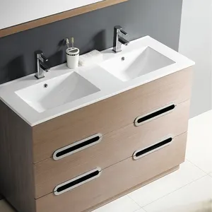 Fu29 — Double lavabo en porcelaine, évier de salle de bains moderne Long et fin