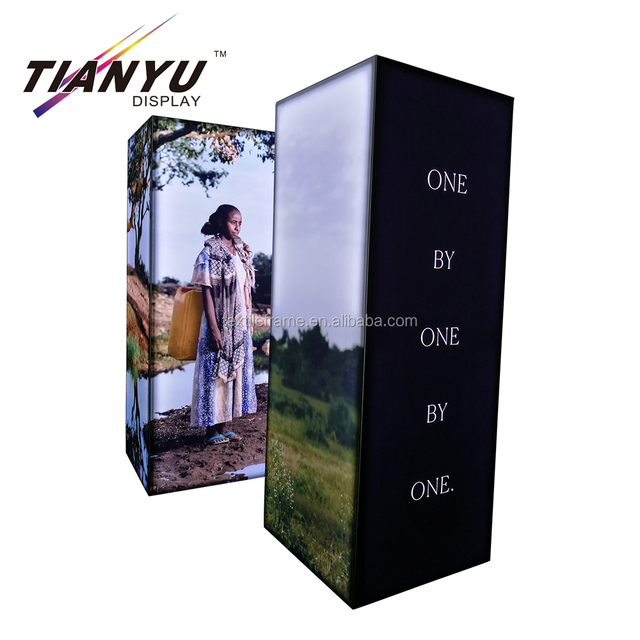 Hot Sale Seg Aluminum Profile Frame Tension Fabric Backlit Cube Led Lightbox Frameless Column Advertising Display Light Box