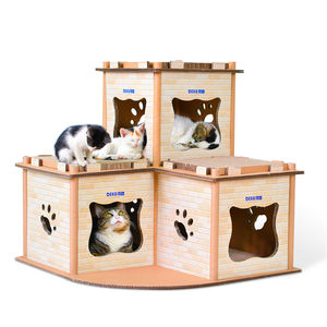 Rumah Hewan Peliharaan Besar DEKU, Rak Kucing dari Karton Bergelombang untuk Kucing Besar - Product Image 1
