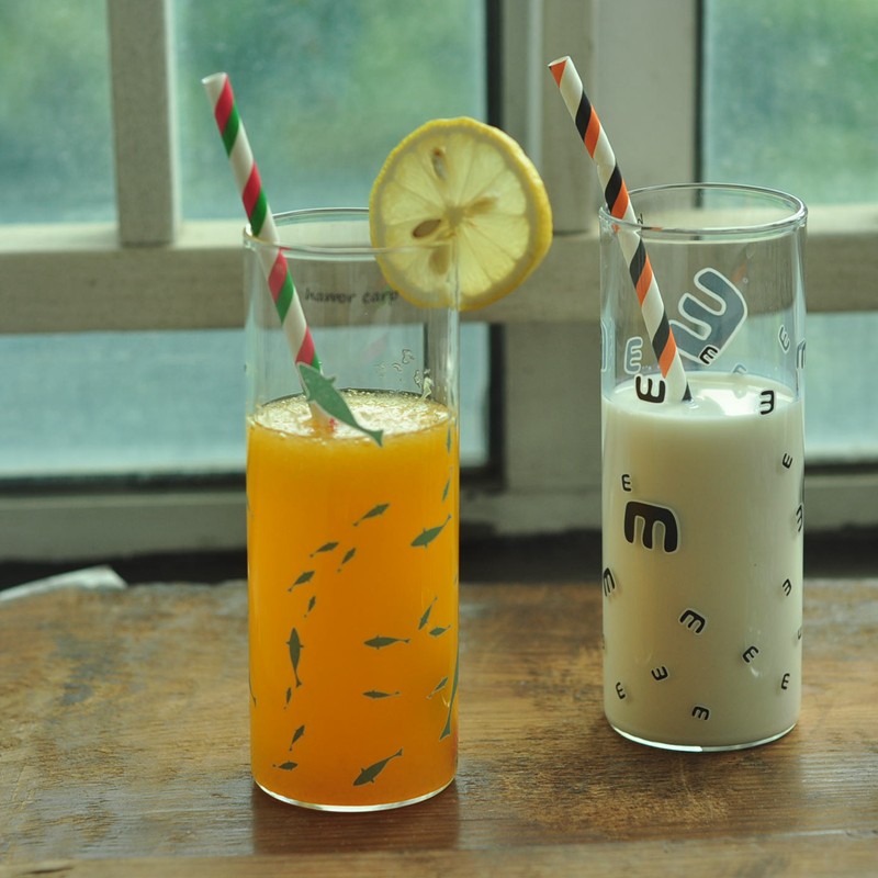 Haonai heat resistant custom printed glass water cup drinking glass