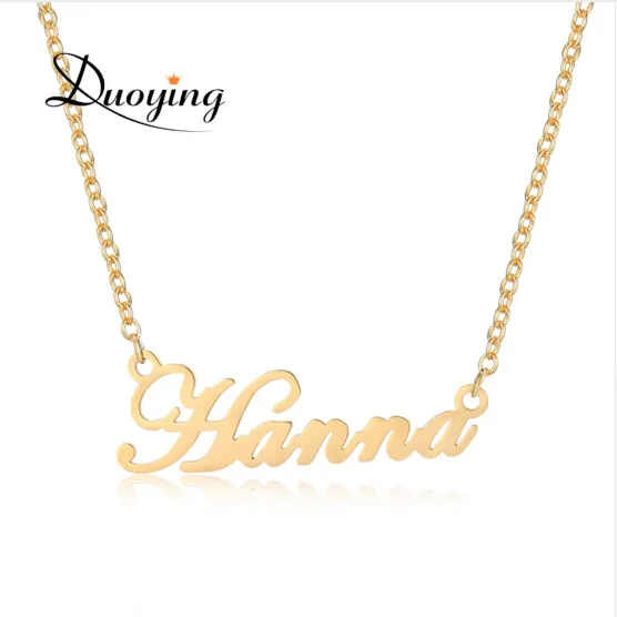 Nuevo diseño de collar de los amantes de la placa de cobre de joyería colgante fascinante nombre personalizado collar