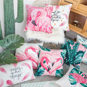 High Quality Digital Printed Pink Flamingos <strong>Velvet</strong> <strong>Cushion</strong> <strong>Cover</strong> for Hotel - Product Image 3