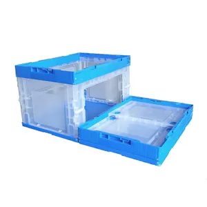 Mở thùng 50l nhựa có thể gập lại nhựa cửa lưu trữ container thùng box cho tái chế các mặt hàng