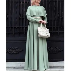 रियल फोटो कोई बेल्ट! नई मुस्लिम मैक्सी पोशाक के साथ लंबी आस्तीन वसंत शरद ऋतु लंबे वस्त्र कपड़े देवियों मध्य पूर्व इस्लामी कपड़े