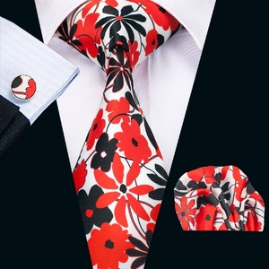 LELE M-103 Rouge Floral Bande Cravate Qualité Hommes Cravates En Soie Sur Mesure Logo Cravate avec Boîte-Cadeau - Product Image 6