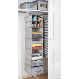 7 Shelves and 3 Drawers Fabric Hanging <strong>Closet</strong> Storage <strong>Organizer</strong>