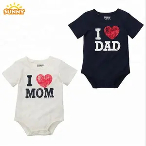 Ultimo Design carino vestiti per neonati body Unisex per l'estate a maniche corte e lunghe 100% in cotone I Love mamma