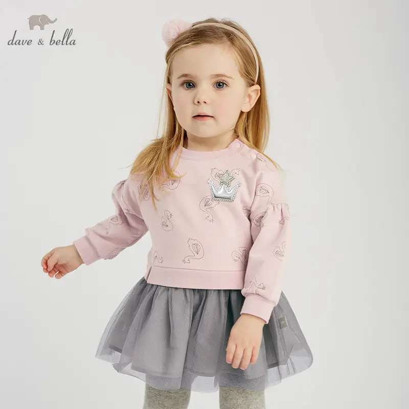 DBJ9679-Vestido de manga larga para bebé, ropa de fiesta de cumpleaños para niña