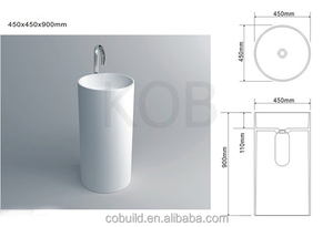 Lavabo CK-3001 in Acrilico Fatto a Mano, <span class=keywords><strong>Lavandino</strong></span> a Colonna Autoportante <span class=keywords><strong>per</strong></span> Bagno - Product Image 3