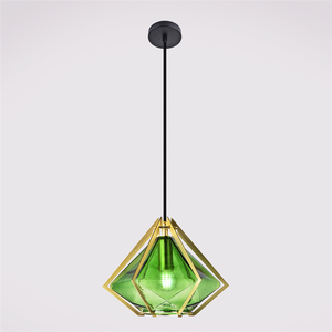 Ventes chaudes d'éclairage d'intérieur, <span class=keywords><strong>lampe</strong></span> suspendue moderne en verre vert triangulaire, fabriquée en Chine - Product Image 4