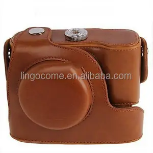 CC1346c Brown, Digital Leather Camera Case Bag with Strap for Nikon Coolpix P7700