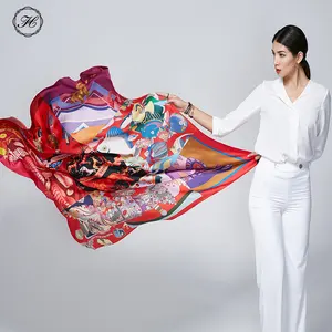 Vendita calda moda 100% seta stampa digitale personalizzata piazza pianura autunno <span class=keywords><strong>sciarpa</strong></span> lunga da <span class=keywords><strong>donna</strong></span> - Product Image 1