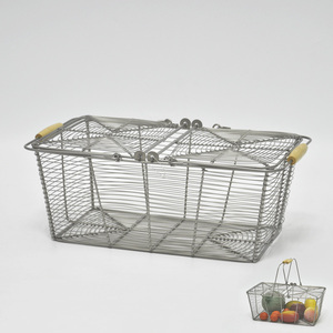 Cesta de fruta de forma cónica de alambre pequeño con mango de alambre - Product Image 5