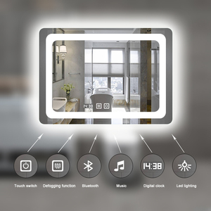 Inteligente de montaje en pared de luz Led de aluminio marco de aluminio <span class=keywords><strong>espejo</strong></span> de maquillaje Led iluminado <span class=keywords><strong>espejo</strong></span> iluminado para <span class=keywords><strong>baño</strong></span> ronda espejos - Product Image 3