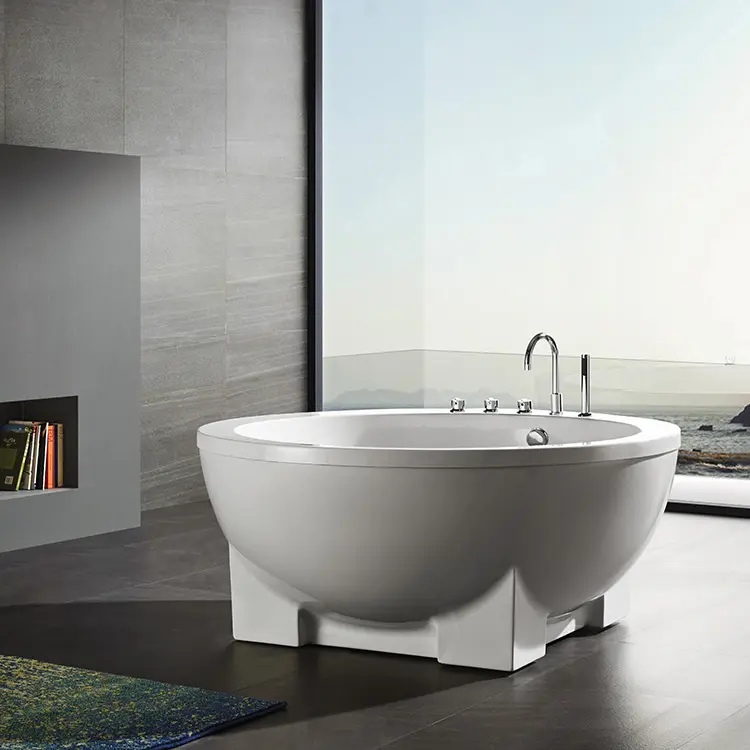 Acrylic Bathtub Liner Big Bowl Shaped Solid Surface Freestanding Round Bathtub