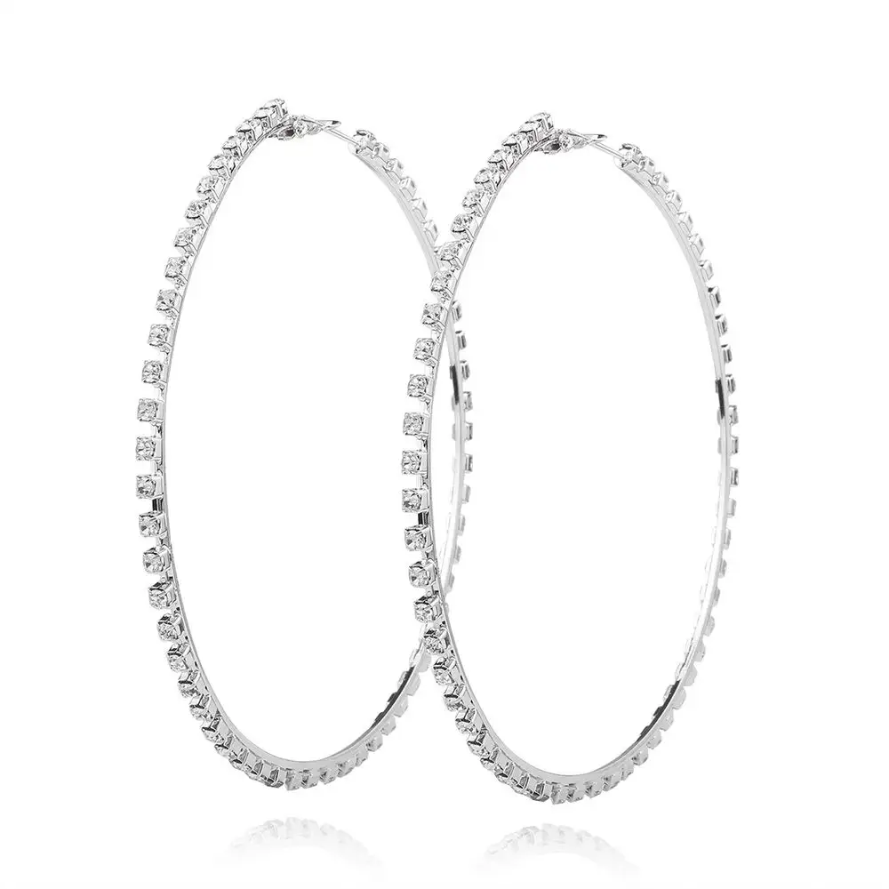 Модное Новое поступление, модные большие серьги-кольца в стиле Рианны с кристаллами и бриллиантами