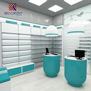 Fábrica de China, muebles de tienda Apotek, estante de pared de escalera de madera y Metal blanco y rosa brillante moderno con 5/6 estantes para <span class=keywords><strong>farmacia</strong></span> - Product Image 3