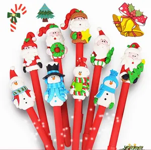 Cartoon Christmas Snowman Character Cute Ball Point Polymer Clay Ball pen