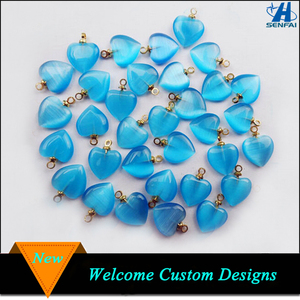 Hermoso dije de corazón de piedra de ojo de Gato Azul, colgante de abalorio de cuentas de piedra <span class=keywords><strong>Natural</strong></span> en forma de corazón azul