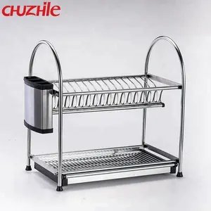 Meilleure vente de couverts de cuisine en acier inoxydable, présentoir à vaisselle à 2 niveaux, rangement de la vaisselle, séchage