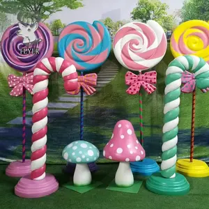 Party Event Decoration <strong>Large</strong> Fiberglass <strong>Lollipop</strong> and Candy Cane Sculpture - Product Image 1