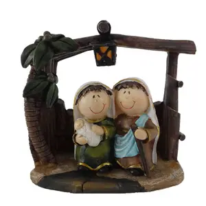 पाली राल शिल्प यीशु जन्म मूर्ति सेट डेस्क सजावट प्रतिमा - Product Image 1