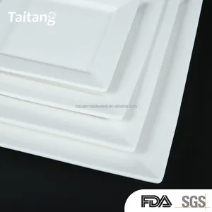 セラミックディナープレートエレガントな白い安い正方形