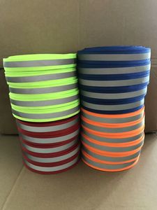 Iridescent rainbow <strong>Stripes</strong> <strong>Print</strong> Sewed on Jacquard Flat Weave Nylon Webbing <strong>Ribbon</strong> Bag Accessories Strap with Reflective Tape - Product Image 5