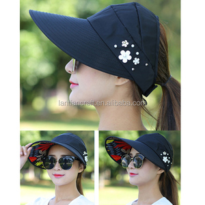Protezione UV da esterno da donna con visiera larga a righe cappellino da <span class=keywords><strong>sole</strong></span> da spiaggia UPF50 per viaggi di uso Casual <span class=keywords><strong>quotidiano</strong></span> - Product Image 2