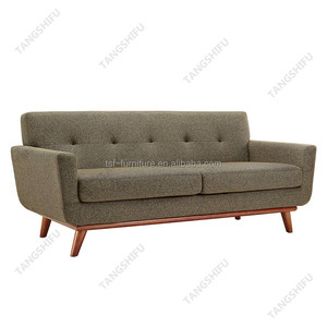أثاث منزلي بسيط تصميم إطار الخشب الصلب و الكتان أريكة قماش - Product Image 2