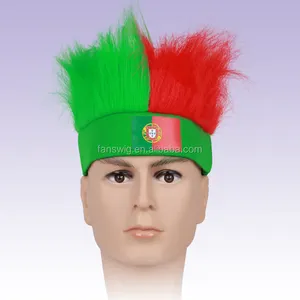 Werbe geschenke verrückte Fans Perücke haariges Stirnband für Portugal Fußball mannschaft