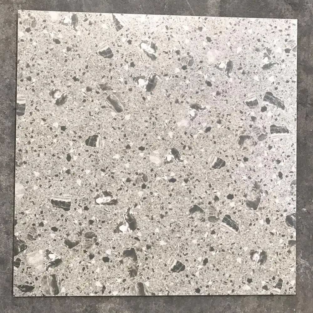 กระเบื้อง Terrazzo หินควอตซ์600X600การออกแบบใหม่เคลือบกระเบื้องเสร็จ