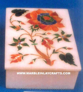 White Marble Inlay Jewelry <b>Box</b> - Product Image 1
