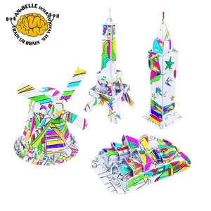 Big Ben-Torre Eiffel, molino de viento, Casa de la Opera de Sídney, idea de jardín 3D, rompecabezas para colorear, pintura 3D, jardín