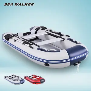 Seawalker Best Price 4.3M Inflatable Fishing Boat PVC Material Raft With Aluminium Floor Rubber Boat With CE Certification