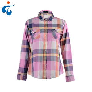 <span class=keywords><strong>Blusa</strong></span> da donna in cotone scozzese 100% colorato <span class=keywords><strong>a</strong></span> manica lunga, - Product Image 2