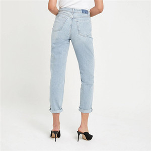 Service D'OEM dames bleu clair maman denim jeans classique lavé denim pantalon pour les femmes - Product Image 2