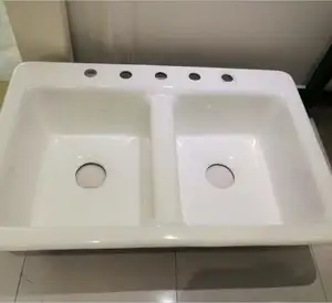 Bathroom Double Wash Basins / Double Bowl Cast Iron Sinks / Bathroom Sinks
