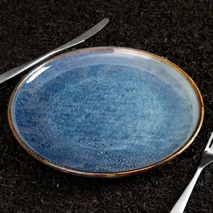 Dinner Set Plates Factory Direct Wholesale Hotel Blue Nordic Dish Ceramic Dinner Plate Set Restaurant Ecofriendly Porcelain Dishes Plates