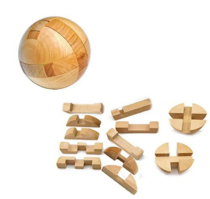 3D Di Puzzle Palla di Legno Kong Ming IQ Rompicapo Cubo Di Puzzle Ad Incastro Giocattoli Educativi