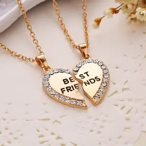 Thời Trang Friend Forever Series Hai Màu Vàng Và Bạc Mặt Dây Chuyền Vòng Cổ Một Nửa Và Một Nửa Bạn Gái Anh Trai Bán Buôn