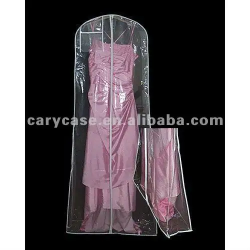 Funda de vestido de boda de pvc, impermeable, transparente, bolsa