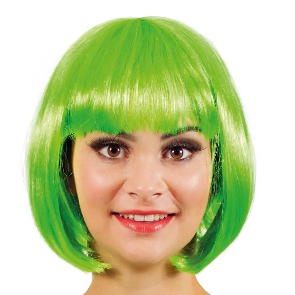 Most Popular Cosplay Synthetic Chic Sexy 8 Inch Cut Cheap Short Bob Wigs Green For Party Ladies Wig Factory Under $5