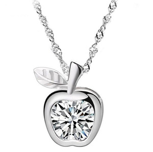 DC11 Fashion Argento Sterling 925 Bianco/Viola Cubic Zirconia A Forma di Mela Pendente DELLA CZ Frutta Tipo Dei Monili