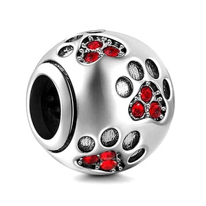 Metalen Crystal Footprint Poot Verf Kralen <span class=keywords><strong>Charms</strong></span> Groot Gat Hond Kat <span class=keywords><strong>Paw</strong></span> Kralen Accessoire Dier Lover Sieraden Maken DIY