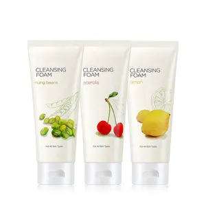 Private label deep cleansing oil control natural lemon mung beans facial cleansing foam