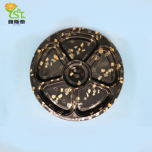 Nuovo design rotondo di plastica per alimenti vassoio 6 vano con coperchio YST-0002 - Product Image 5