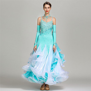 Vendita Calda: Abito da <span class=keywords><strong>Ballo</strong></span> Verde per Donne Adulte, Design alla Moda e Sexy, per Competizioni di Danza da Sala - Product Image 3
